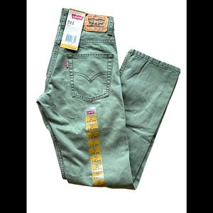 LEVIS 511 SLIM YOUTH SIZE 12 REG BOYS JEANS BURNT OLIVE GREEN W 26 L 26 NWT